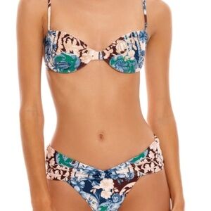 Agua Bendita Blue and Green Floral Bikini